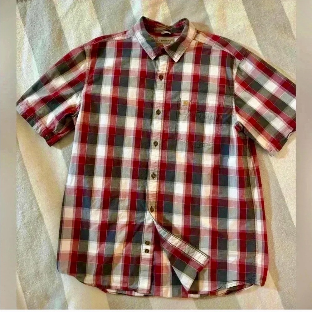 Carhartt Relaxed Fit Short Sleeve Plaid Shirt Men's Size Large